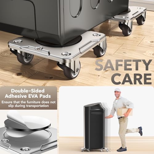 Furniture Movers with 5 Wheels 360° Rotatable Universal Wheels, Furniture Lifter for Easy Moving, Heavy Duty Dolly with Carbon Steel Panel Max Load 1100LBS - size: 5×5 in B