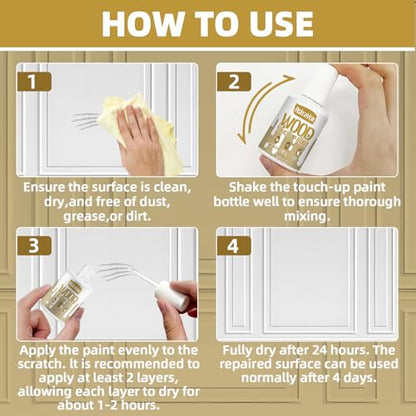 AstraVox Wood Touch Up Paint, 1.5 Oz White Paint for Wood Repair Scratches, Spots and Chips, Strong Adhesion Waterproof Quick Dry for Doors Tables Furniture Kitchen Cabinets Dressers - color: White001
