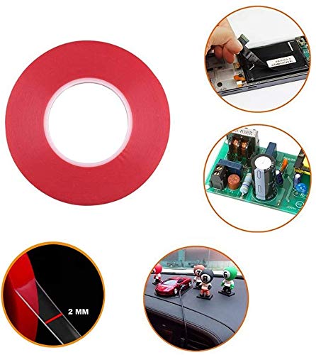 Pimoys 2mm / 3mm x 25m Double Sided Phone Adhesive Tape, 2 Rolls Heat Resistant High Adhesion Transparent Acrylic Tape, LCD Screen Sticker for Cell Phone Touch Screen Repair - size: 2mm / 3mm