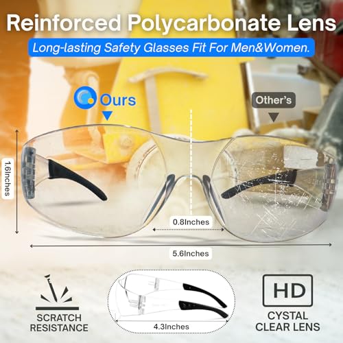 Safety Glasses Ansi Z87.1 Clear Safety Glasses Bulk Impact Scratch Resistant Lens Protective Eyewear for Men Women - color: 6pcs Clear+6pcs Gray