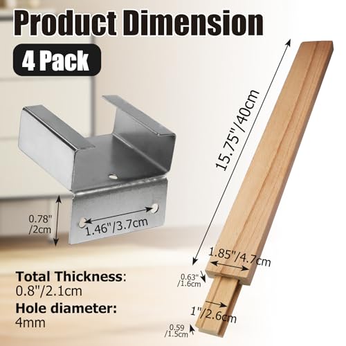 Luomorgo 4 Pack Wooden Drawer Slides Bottom Mount - 16 Inch Classic Center Guide Track with Metal Glides for Dresser/Cabinet Replacement