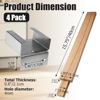 Luomorgo 4 Pack Wooden Drawer Slides Bottom Mount - 16 Inch Classic Center Guide Track with Metal Glides for Dresser/Cabinet Replacement