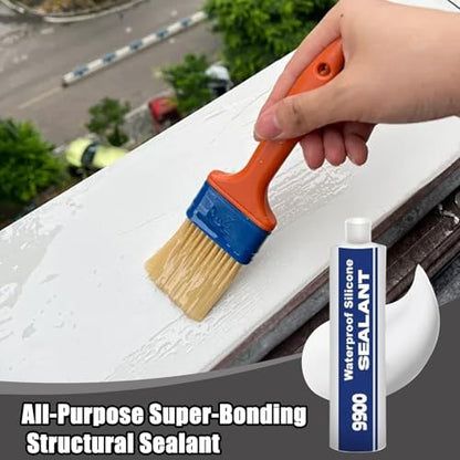 9900 Waterproof Silicone Instant Bond Flexible Sea Temperature Resistance UV-Resistant Adhesive for Roof RV Bathroom Concrete Construction Driveway Marine Window Industry Tile Floor - color: Gloss white