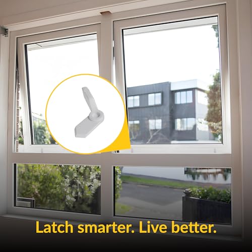 Brixwell Window Screen Pointer Swivel Latch,White Finish, Plastic Cam Action Latch, 1-1/4" Depth, 13/32" Width, 5/16" Height, for Holding Window Screens in Place-Pack of 25