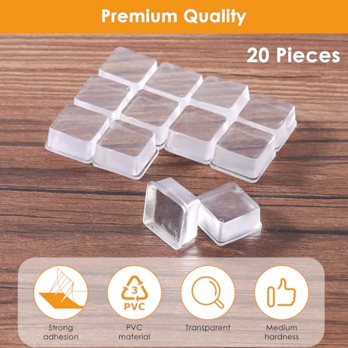 Rubber Feet for Cutting Board, 20PCS Rubber Bumpers Self Adhesive, Clear Rubber Bumper Pads, Square Adhesive Bumper Pads for Speakers, Laptop, Appliances 0.78" x 0.38" - size: Clear