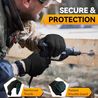 OZERO Work Gloves for Men Women: Mechanic Glove Touchscreen Firm Grip Dexterity Light Duty Gloves for Gardening Construction - size: Small, style: Pack of 3