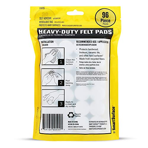 Smart Surface 8725 Heavy Duty Self Adhesive Furniture Felt Pads 1-Inch Round Oatmeal 96-Piece Value Pack in Resealable Bag - color: Oatmeal