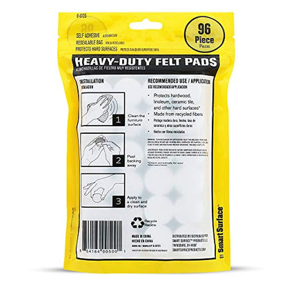 Smart Surface 8725 Heavy Duty Self Adhesive Furniture Felt Pads 1-Inch Round Oatmeal 96-Piece Value Pack in Resealable Bag - color: Oatmeal