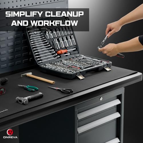 ONREVA Workbench Mat 24X48 Inches, EVA Rubber Work Mat, Protect Your Work Bench Top, Heavy Duty Pad for Tool Box Top, Table, Tool Station, Rolling Cabinet Cart Cover Liner Matt, 48"X24" 5mm Thick