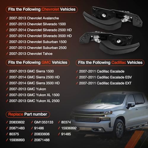Interior Door Handle Kit Front/Rear Left/Right Passenger/Diver Side, Compatible With 07-14 Chevy Silverado Tahoe Suburban Avalanche, GMC Sierra Yukon, Cadillac Escalade, Replaces# 20833602, 20833606 - color: Driver Side & Passenger Side