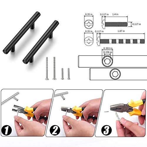 Ravinte 10 Pack 7.38'' Cabinet Pulls Flat Black Stainless Steel Kitchen Cupboard Handles Cabinet Handles 7.38''Length, 5'' Hole Center - size: 7.38 Inch (5 Inch Hole Center)