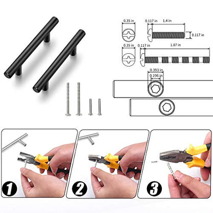 Ravinte 10 Pack 7.38'' Cabinet Pulls Flat Black Stainless Steel Kitchen Cupboard Handles Cabinet Handles 7.38''Length, 5'' Hole Center - size: 7.38 Inch (5 Inch Hole Center)