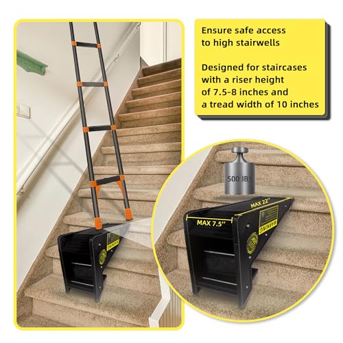 Ladder Leveler, Pitch Hopper, Ladder Stabilizer with Storage, Ladder Levelers for Stairs and Extension Ladders, Easy to Use, Conquer Uneven Ground (Regular Black) - color: Regular Black