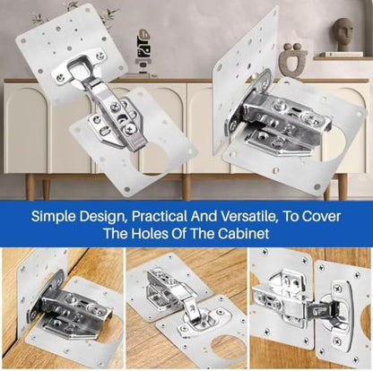 6 PCS Cabinet Hinge Repair Plates | Door Hinge Repair Bracket Kit | Stainless Steel Hinge Repair Fixing Plate Kit with Mounting Screws for Kitchen Cabinets, Cabinet Doors and Furniture (6)
