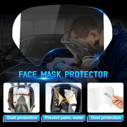50 Pack Peel Off Lens Cover Compatible for 3M Respirator Masks 6885, 6000, 6700, 6800, 6900 Series, Faceshield Cover Lens, Full Face Mask Protector 9.9" x 5.6", Respirator Face Shield Cover