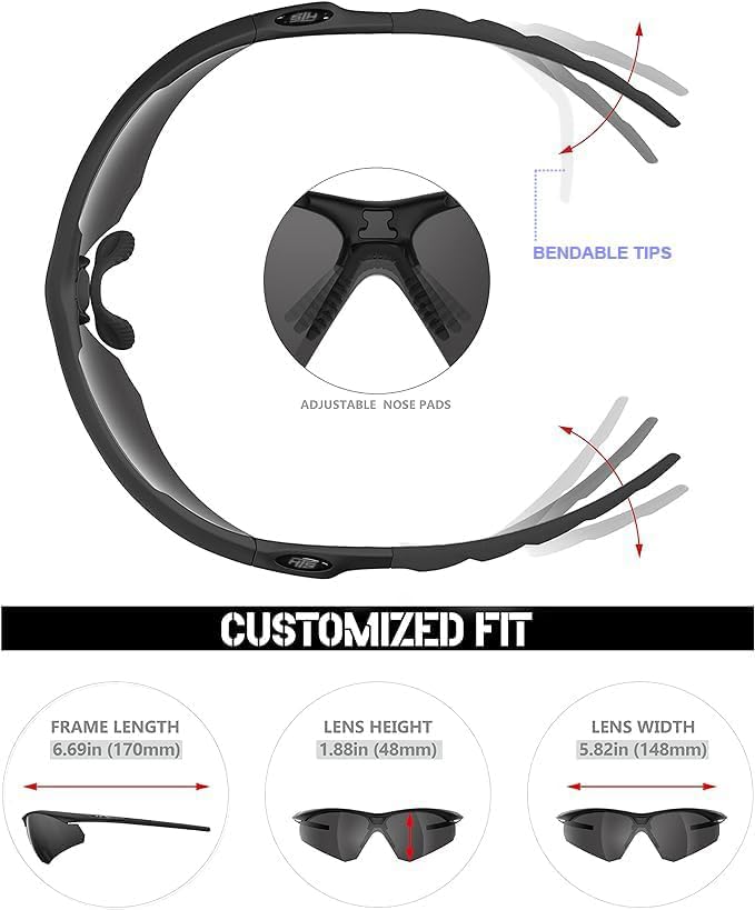 HTS HUNTERSKY S53 anti fog Tactical Shooting Range Safety Glasses Ballistic eye protection Hunting Airsoft Riding Pickleball - color: S51 Black / Smoke