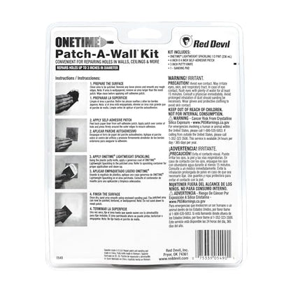 Red Devil 0549 ONETIME Lightweight Spackling Patch-A-Wall Kit, 1/2 Pint, Made in USA - size: Pack of 1, style: Kit
