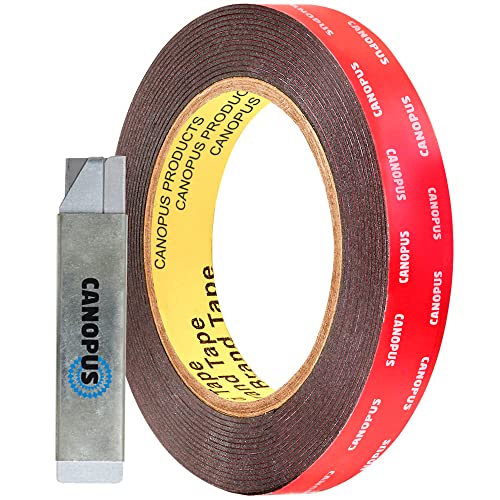 CANOPUS Double Sided Tape, 5952 Heavy Duty Mounting Tape, Strong Bond & Weatherproof Seal Strip for Automotive Mounting, Picture and Photo Frame, Poster, Craft, 0.75 in x 15 ft, Black, Made in USA - size: 0.75in x 15ft