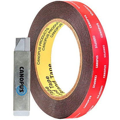 CANOPUS Double Sided Tape, 5952 Heavy Duty Mounting Tape, Strong Bond & Weatherproof Seal Strip for Automotive Mounting, Picture and Photo Frame, Poster, Craft, 0.75 in x 15 ft, Black, Made in USA - size: 0.75in x 15ft