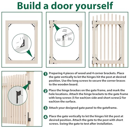 Heavy Duty Anti Sag Door Kit Gate Corner Brace Brackets for DIY Doors, Anti Sag Gate Kit with Self-Locking Gate Latch, Suitable for Wooden and PVC Fence Doors (1 Set)