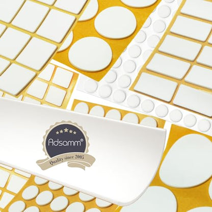 Adsamm® / 8 x self-Adhesive Anti-Slip Pads/White/Ø 1.97 in (Ø 50 mm) / Round/Stick-on Non-Slip EPDM Rubber Pads/Furniture Protective Pads