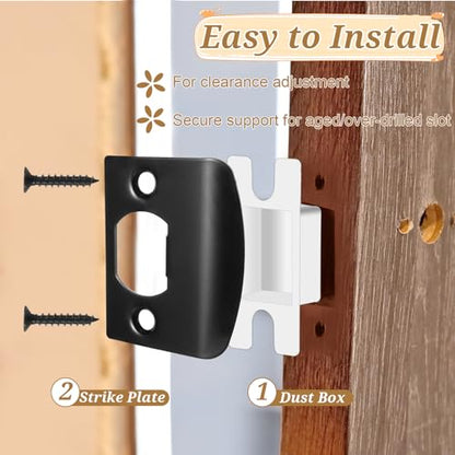 10 Pcs Door Strike Plate, Black Stainless Steel Door Lock Strike Plate Standard Doors Latch Restorer Reinforcement Kit Includes Buckle Box and Screws for Home, Office (2.3 x 1.8 Inch)