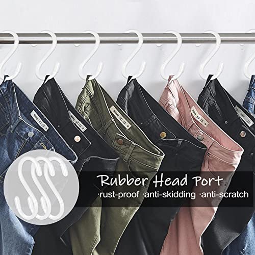 DINGEE White S Hooks, 3 Inch Vinyl Coated S Hook for Hanging Plants,10 Pack Non Slip Heavy Duty Small Rubber Coated Closet S Hook for Hanging Jeans Plants Jewelry Pot Pan Cups Towels - color: White