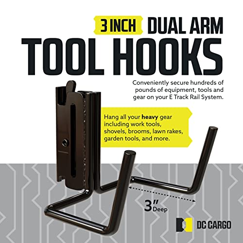 DC Cargo Mall Dual Arm Tool Hook Hanger E Track Accessories 3" Deep (4 Pack) - Garage Wall Mount, Truck, Enclosed Trailer, Storage ETrack System - size: 4 Pack