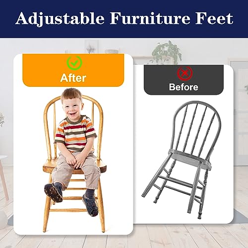 1/4" Thread Furniture Feet Levelers, 12 PCS Adjustable Furniture Feet Threaded Screw in, Leveling Feet Screw On Furniture Glide Leveling for Table, Cabinets, Chairs, Stool Legs - size: 1/4"-20