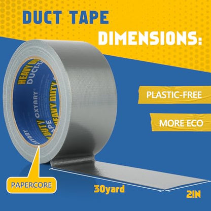 CXYARY Duct Tape 2 Inch x 450 Yard-15 Roll, Heavy Duty Gray Waterproof Tape for Any Weather, No Residue Tape for Pipe Repairs Indoor & Outdoor, Tear by Hand - size: 15 PACK DUCT-TAPE