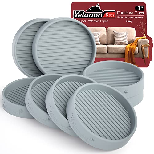 Furniture Coasters - 8 Pcs 3”Round Furniture Caster Cups - Non Slip Pads Hardwoods Floors Non Skid Furniture Grippers Rubber Furniture Feet Anti Slide Floor Protector for Bed Couch Stoppers Gray - color: 8pcs3"round Gray