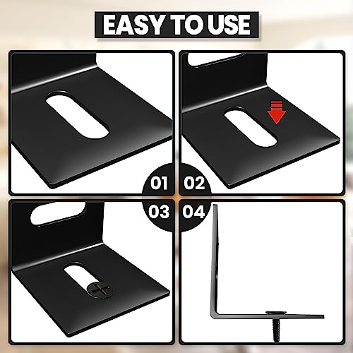 Table Top Fasteners, SEPTCITY 24PCS Adjustable Corner Brackets for Wood, Heavy Duty Right Angle L Brackets for Shelves Desk and Chairs, Tabletop Connectors for Repairing Furniture