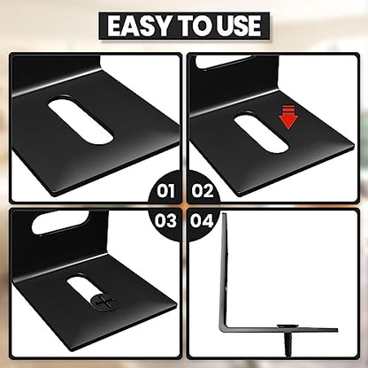Table Top Fasteners, SEPTCITY 24PCS Adjustable Corner Brackets for Wood, Heavy Duty Right Angle L Brackets for Shelves Desk and Chairs, Tabletop Connectors for Repairing Furniture