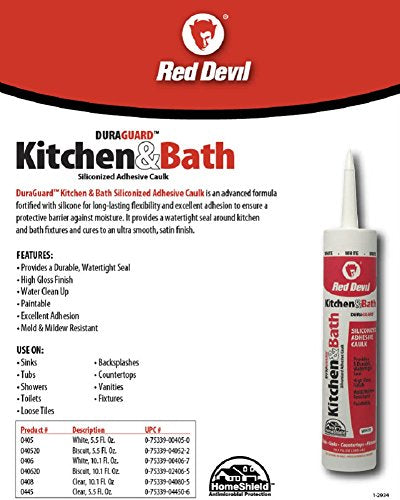 Red Devil 040620 Duraguard Kitchen & Bath Siliconized Acrylic Caulk, 10.1 oz., Biscuit, 12 Pack, Made in USA - color: Biscuit, size: 10.1 oz., style: 12 - Pack