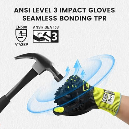 Safety Work Gloves, A5 Cut Resistant Gloves For Men Women, Level 3 Impact Gloves with TPR, Abrasion Level 4 - size: X-Large