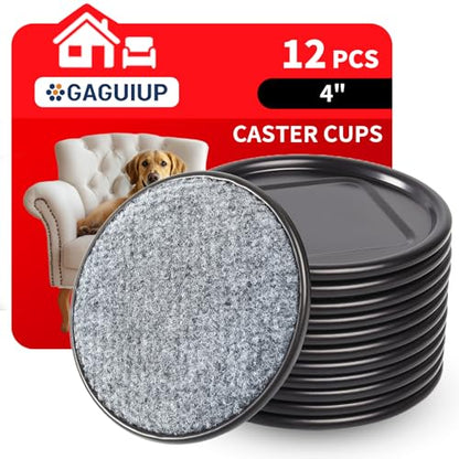 4" Round Carpet Bottom Furniture Caster Cups, Reusable Furniture Sliders for Hardwood Floors, Felt Furniture Pads Coasters to Protect Tile or Laminate Floors from Scratches, Brown/Gray (12 Pack) - size: 4 Inch, 12 Pack