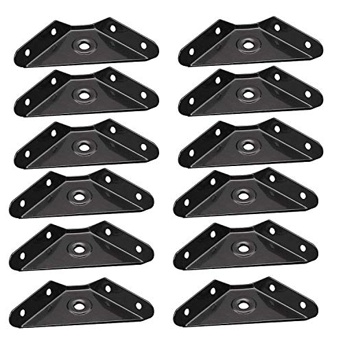 HOWDIA 12 Pcs Steel Corner Braces Joint Trapeziform Angle Code Brackets | 4.1" Black Corner Brace Support for Furniture | Cold Rolled Steel Construction, Triangle Design for Enhanced Stability - size: 85mm