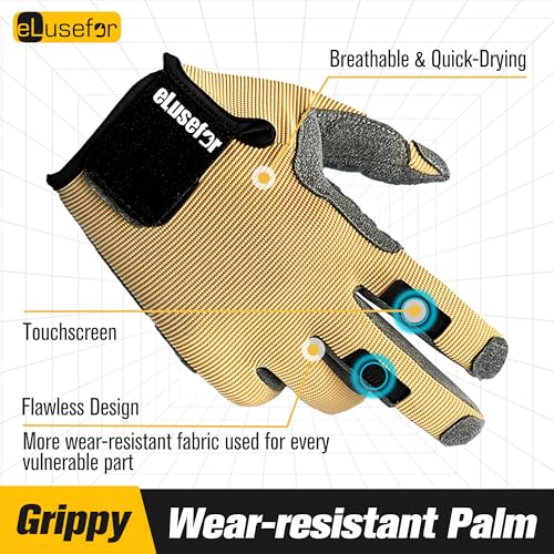 Nimble Control Work Gloves - 100% Tactile Feel,Patented Wrap-Finger Fit,Knuckle Touchscreen,Impact Protection - Mechanic,Shooting,Driving,Patrol,Garden. - color: Khaki+Blue, size: Medium