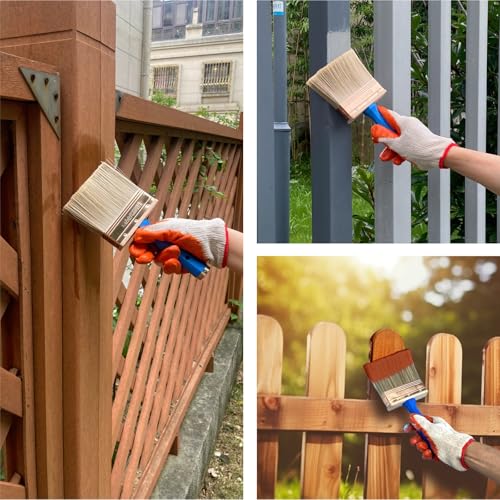 Deck Stain Brush, 5 Inch Deck Paint Brush with Threaded Handle for Extension Pole, Wide Large Brushes for Staining Wood, Fence, Walls, Lime Wash Paint Brush - color: 5 Inch