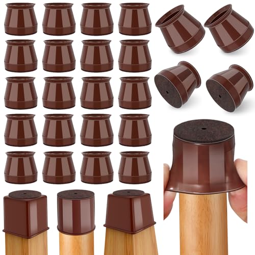 24 Pcs Chair Leg Floor Protectors Round, Silicone Felt Furniture Leg Pads Caps Covers for Hardwood Floors (Fit 15/16" to 1-5/16") - color: Brown, size: Round M