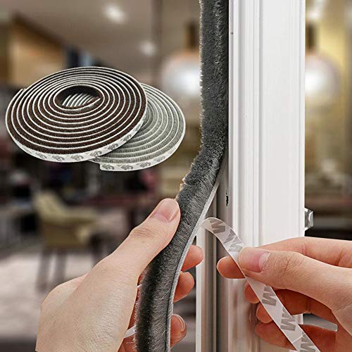 Weather Stripping for Door,Self Adhesive Brush Window Seal Strip for House Windows Weatherproof Soundproof Dustproof 16 FT Length - color: Gray, size: 0.35*0.2 inch