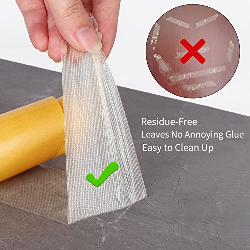 Double Sided Fabric Tape Heavy Duty,Universal High Tack Strong,1.18inx66FT(20m) Super Sticky Resistente Clear Tape,Strong Wall Adhesive with Fiberglass Mesh,Easy Use Mounting Tape