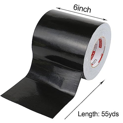 JIALAI HOME 6" Duct Tape, Heavy Duty 6 inch x 55 yds (164 ft) Wide Black Duct Tape, Waterproof, UV Resistant for Crafts, Home Improvement, Repairs, & Projects - color: Black