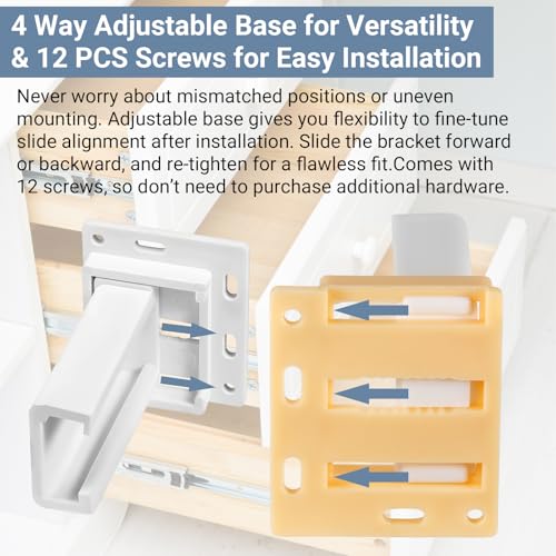 2 Pack Drawer Slide Socket Set for 1" Drawer Slides C-Shaped Adjustable H305 Drawer Rail Bracket with Screws Adjustable Base, Heavy-Duty Plastic Drawer Socket for RV Drawers Cabinet & Furniture