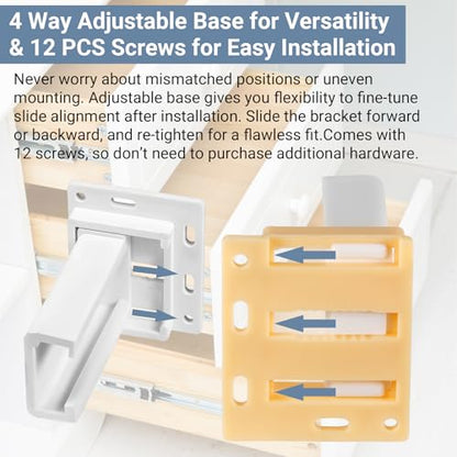2 Pack Drawer Slide Socket Set for 1" Drawer Slides C-Shaped Adjustable H305 Drawer Rail Bracket with Screws Adjustable Base, Heavy-Duty Plastic Drawer Socket for RV Drawers Cabinet & Furniture