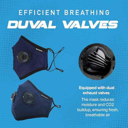 ECO-GEAR Anti Pollution Face Mask Particulate Respirator| Mask for Dust, Exhaust Gas, Smoke, Smog, Pollen and Fumes | Unisex Military Grade Washable Mouth Mask - color: Blue