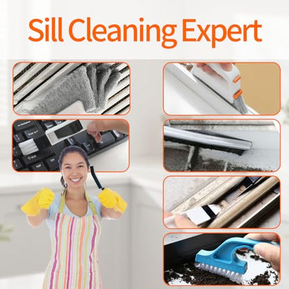 Window Track Cleaner Tools Set - 8 Pcs Groove Cleaning Brush Kit, for Sliding Door Track, Shutter, Sill, Tile Lines, Sink - size: 8 PCS