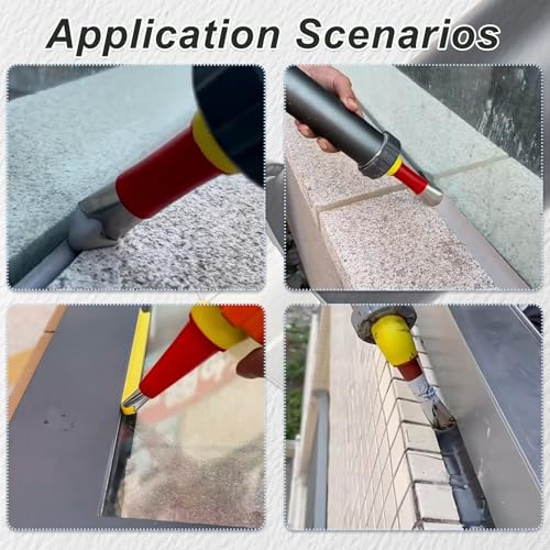 Upgrade Caulking Nozzles Tips Caulk Finisher Kit Caulk Gun Tips with Connection Bases Replacement with Brush - style: V- style