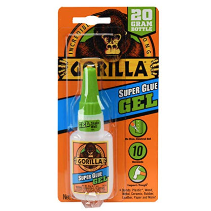 Gorilla Super Glue Gel, Clear Glue, 20 Gram (Pack of 1) - All Purpose and Fast Setting for Projects and Repairs - size: Pack of 1