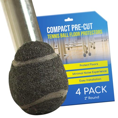 Small PreCut Tennis Balls Chair Desk Table Leg Floor Protector Pad Glides 2 Inch Black -4 Count Sample Pack - color: Black